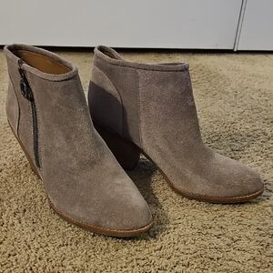 Sofft Taupe Suede Side-Zip Ankle Booties